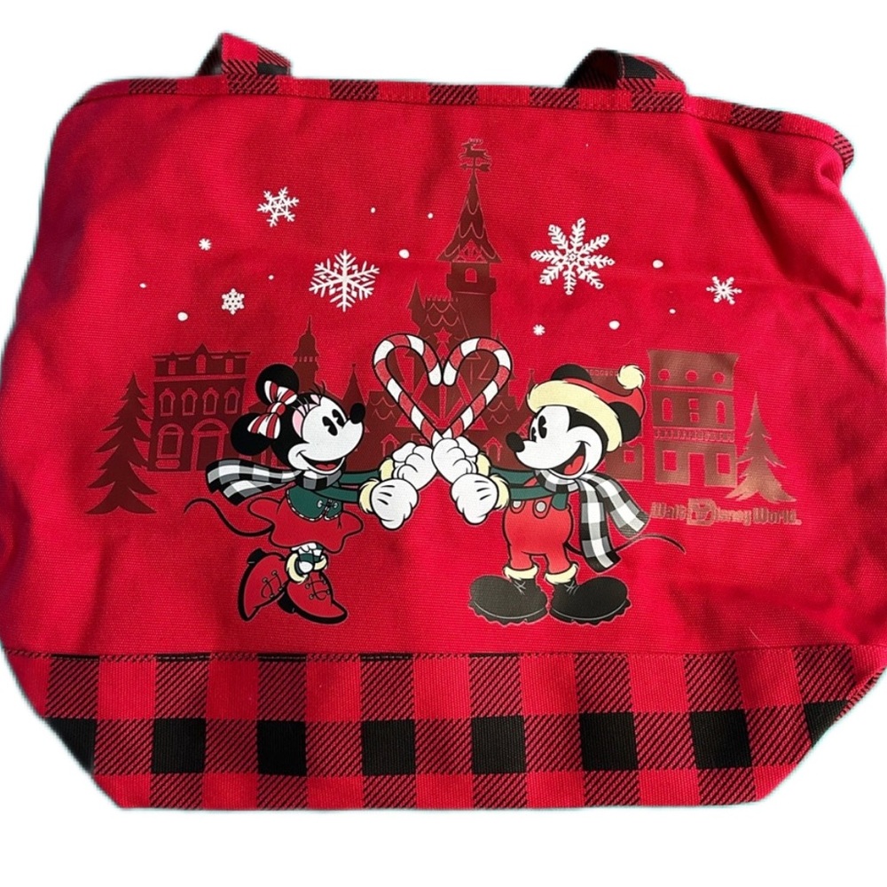 Adorable Disney Parks Christmas Tote Bag Mickey and Minnie Mouse‎ Purse Holiday